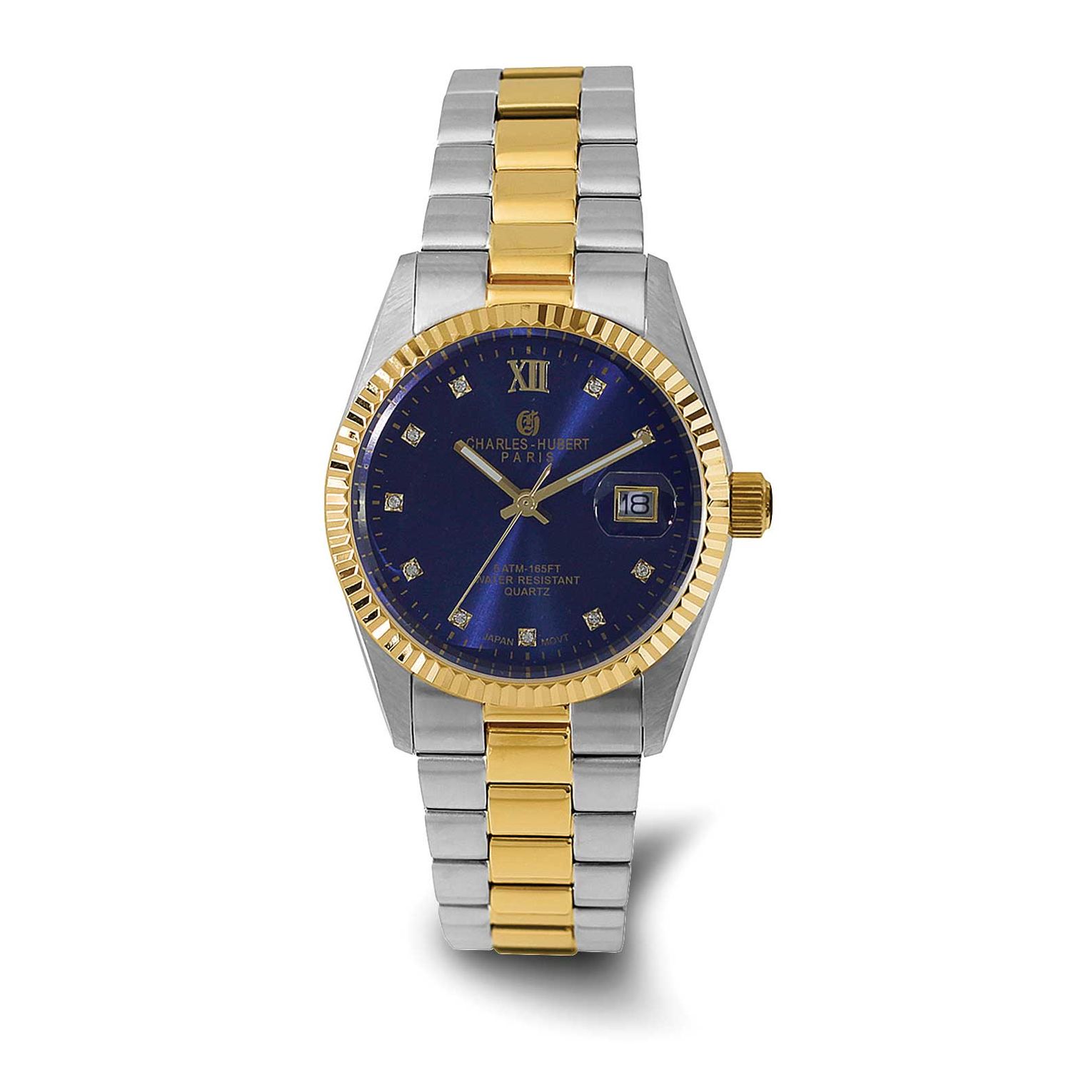 Charles-Hubert Two-Tone Yellow IP-plated Stainless Steel Quartz Black Dial with Date Watch XWA6820