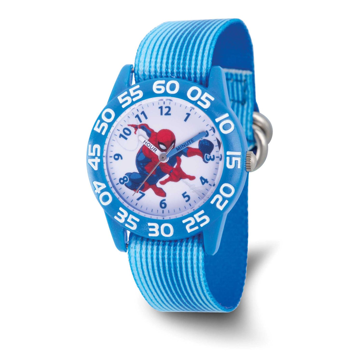 Marvel Kids Spider-Man Blue Stretch Band Time Teacher Watch XWA6752