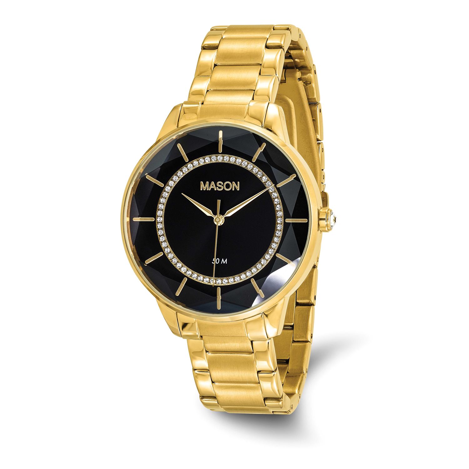 Mason Sales Stainless Steel Yellow IP-plated Black Dial with Crystal Watch XWA6662