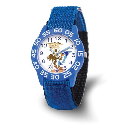 Warner Brothers Kids Road Runner and Wile E. Coyote Velcro Band Time Teacher Watch XWA6694
