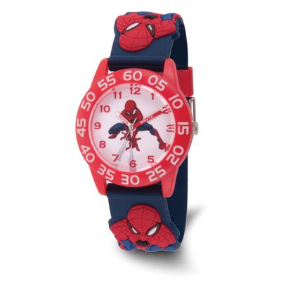 Marvel Kids Spider-Man Black 3D Strap Time Teacher Watch XWA6748