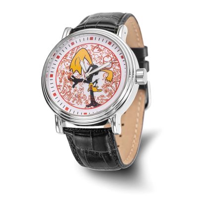 Warner Brothers Adult Size Daffy Duck Black Leather Band Watch XWA6671