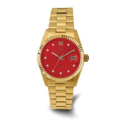 Charles-Hubert Yellow IP-plated Stainless Steel Quartz Red Dial with Date Watch XWA6821