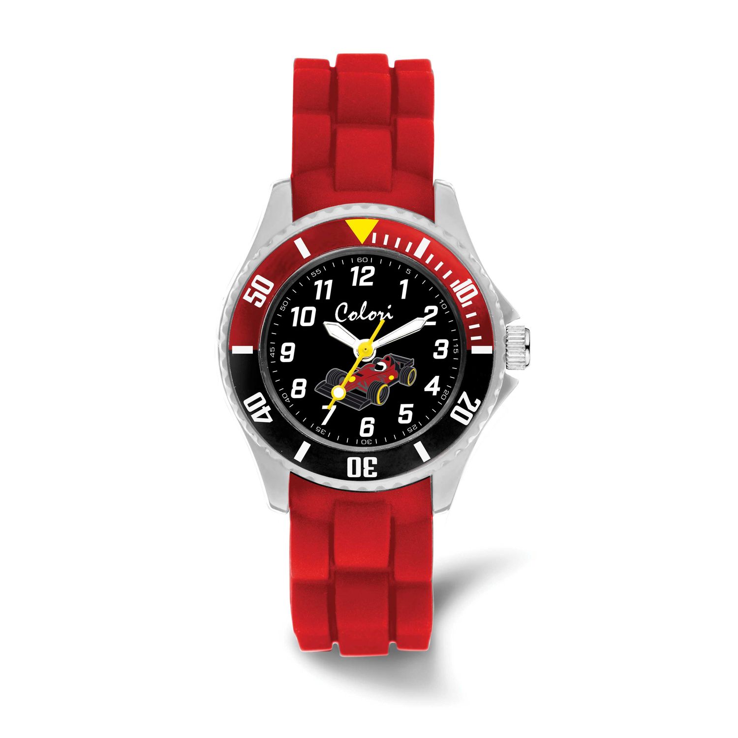 Colori Kids 30mm Race Car Dial with Red Silicone Band Watch XWA6669