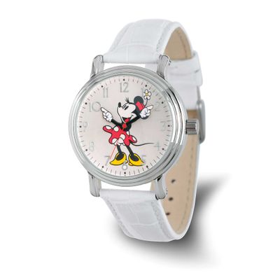 Disney Adult Size White Strap Minnie Mouse with Moving Arms Watch XWA6722