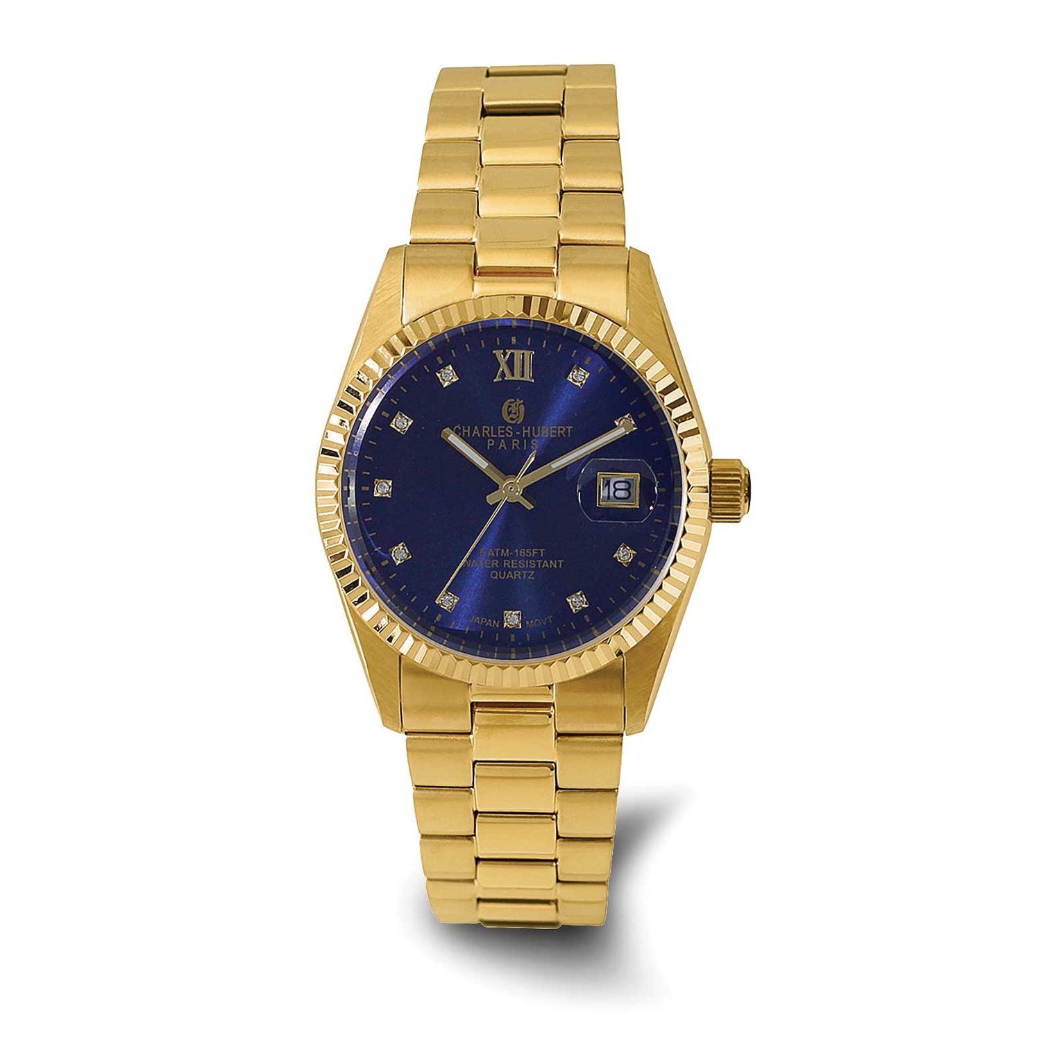 Charles-Hubert Yellow IP-plated Stainless Steel Quartz Blue Dial with Date Watch XWA6819