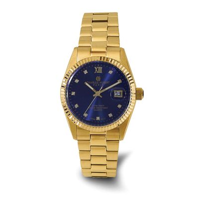 Charles-Hubert Yellow IP-plated Stainless Steel Quartz Blue Dial with Date Watch XWA6819
