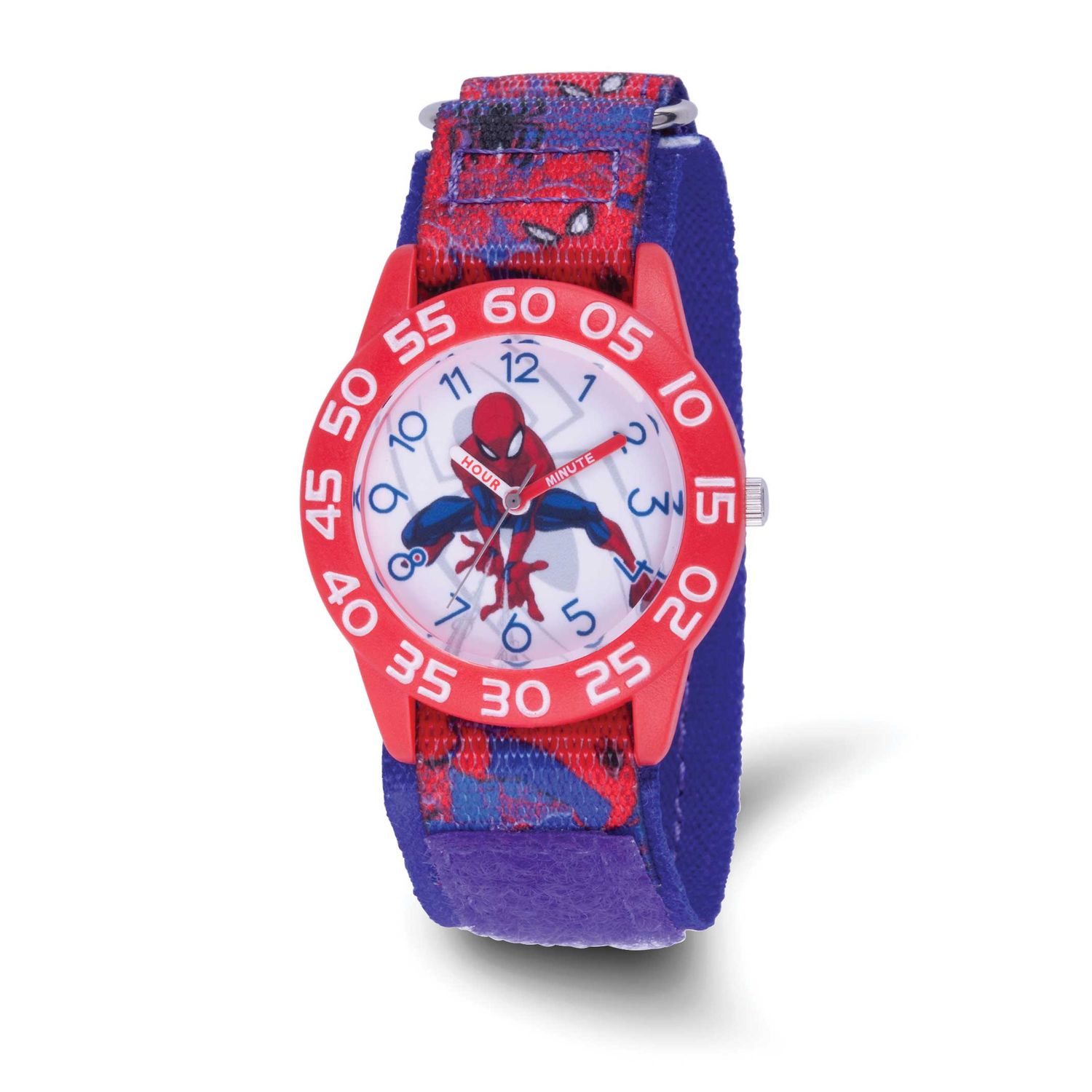 Marvel Kids Spider-Man Red and Blue Nylon Band Time Teacher Watch XWA6754