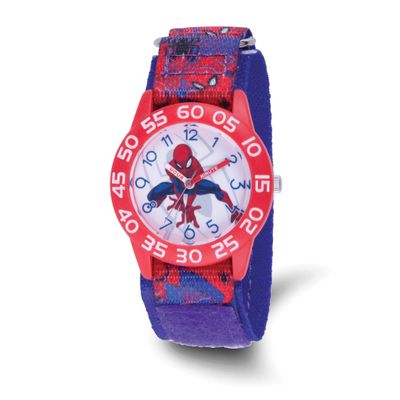 Marvel Kids Spider-Man Red and Blue Nylon Band Time Teacher Watch XWA6754