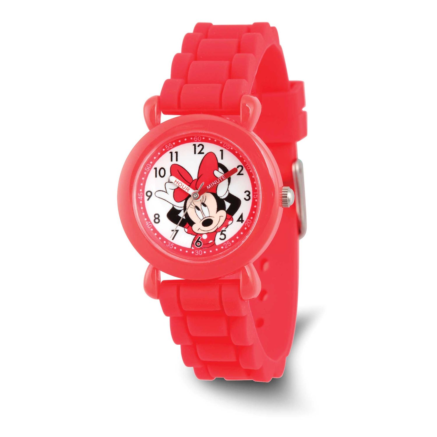 Disney Minnie Mouse Kids Red Silicone Band Time Teacher Watch XWA6758