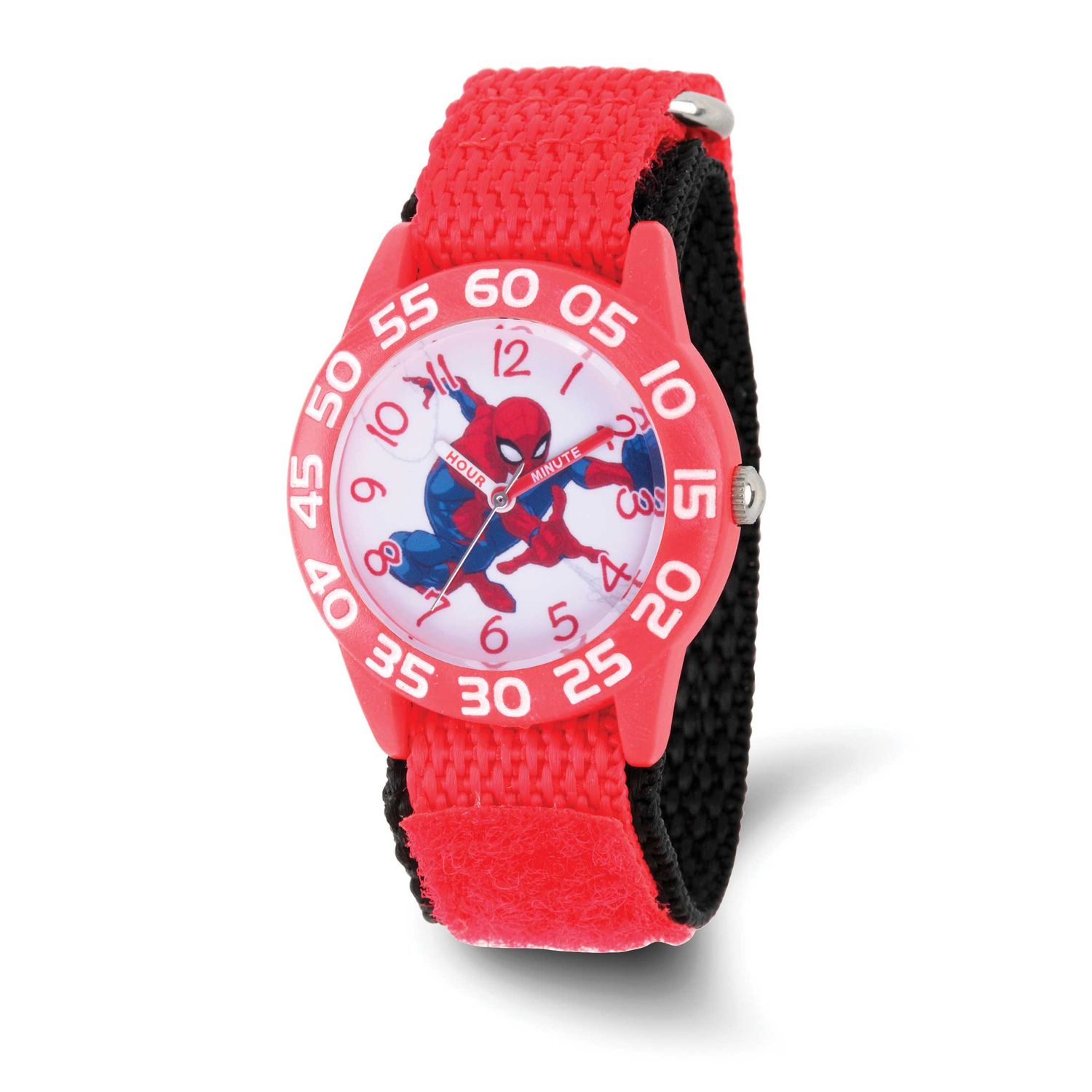 Marvel Kids Spider-Man Red Velcro Band Time Teacher Watch XWA6750