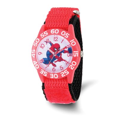 Marvel Kids Spider-Man Red Velcro Band Time Teacher Watch XWA6750