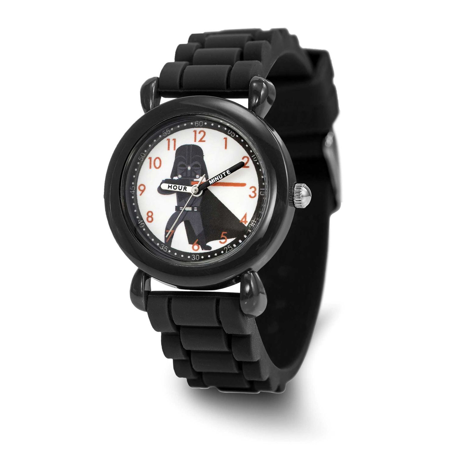 Star Wars Kids Darth Vader Black Silicone Band Time Teacher Watch XWA6700