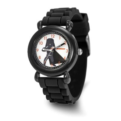 Star Wars Kids Darth Vader Black Silicone Band Time Teacher Watch XWA6700