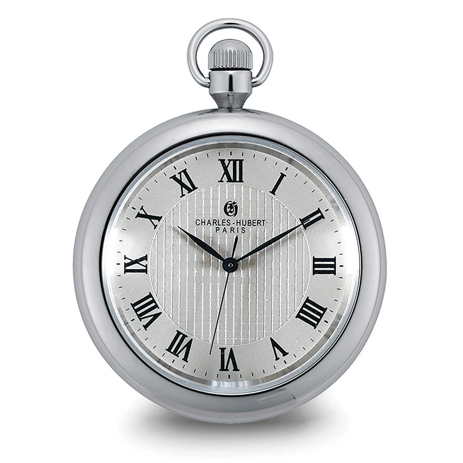 Charles-Hubert Stainless Steel Open Face Quartz Pocket Watch XWA6865