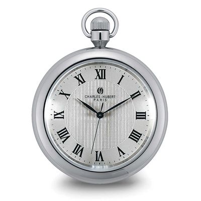 Charles-Hubert Stainless Steel Open Face Quartz Pocket Watch XWA6865