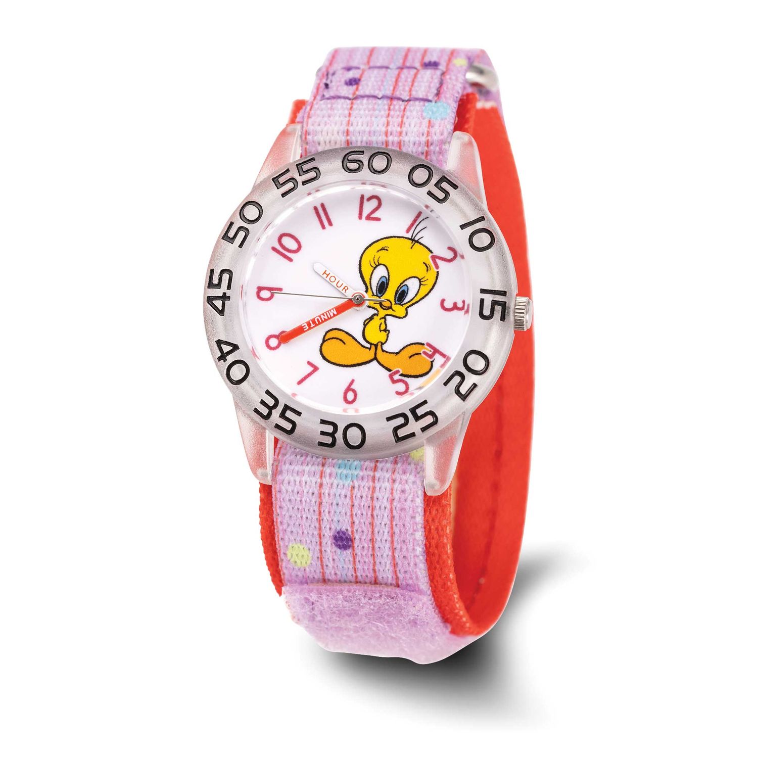 Warner Brothers Kids Tweety Printed Fabric Band Time Teacher Watch XWA6692