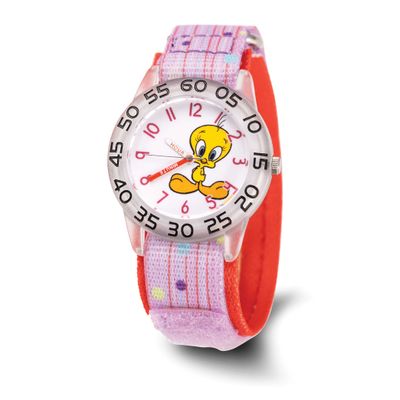 Warner Brothers Kids Tweety Printed Fabric Band Time Teacher Watch XWA6692