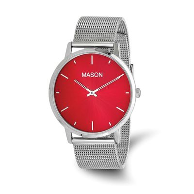 Mason Sales Stainless Steel Red Dial Mesh Band Watch XWA6646