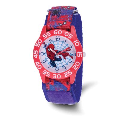 Marvel Kids Spider-Man Red and Blue Velcro Band Time Teacher Watch XWA6746