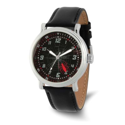 Marvel Adult Size Spider-Man Black Leather Band Watch XWA6738
