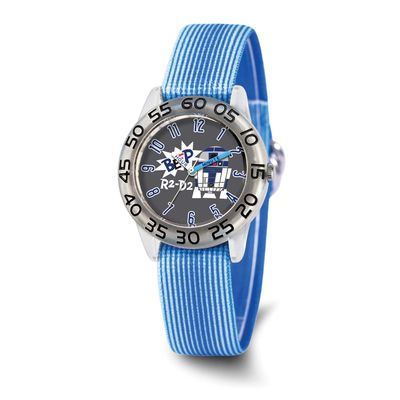 Star Wars Kids R2D2 Blue Stretch Band Time Teacher Watch XWA6704