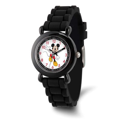 Disney Mickey Mouse Kids Black Silicone Band Time Teacher Watch XWA6765