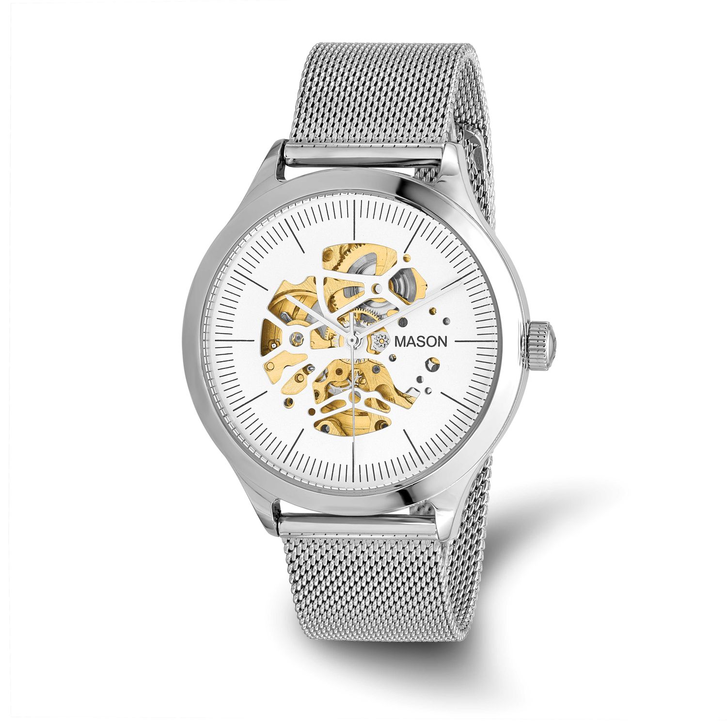 Mason Sales Stainless Steel Skeleton Movement Mesh Band Watch XWA6636