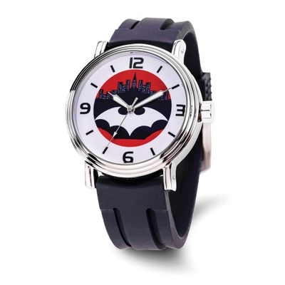 Warner Brothers Adult Size Batman Logo Black Silicone Band Watch XWA6683