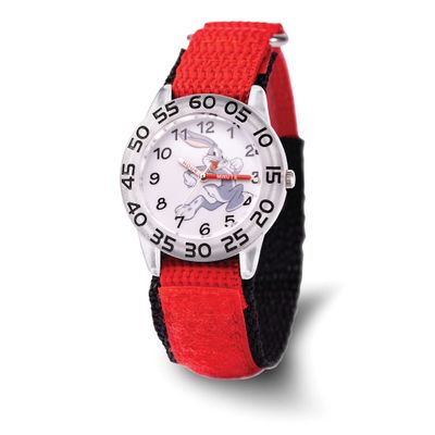 Warner Brothers Kids Bug Bunny Velcro Red Band Time Teacher Watch XWA6693