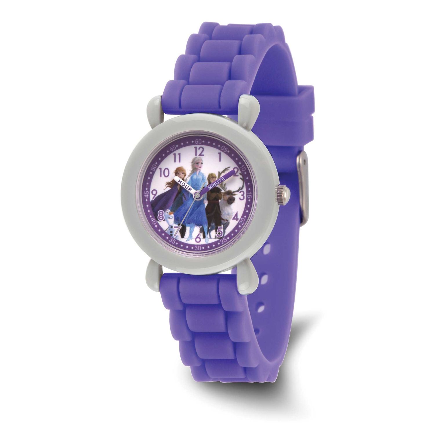 Disney Kids Frozen Purple Silicone Band Time Teacher Watch XWA6757