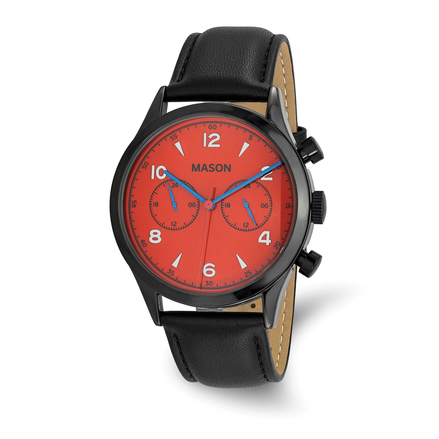 Mason Sales Stainless Steel Black IP-plated Chronograph Leather Band Watch XWA6621
