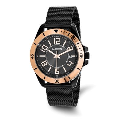 Mason Sales Stainless Steel Black and Rose IP-plated Mesh Band Watch XWA6634