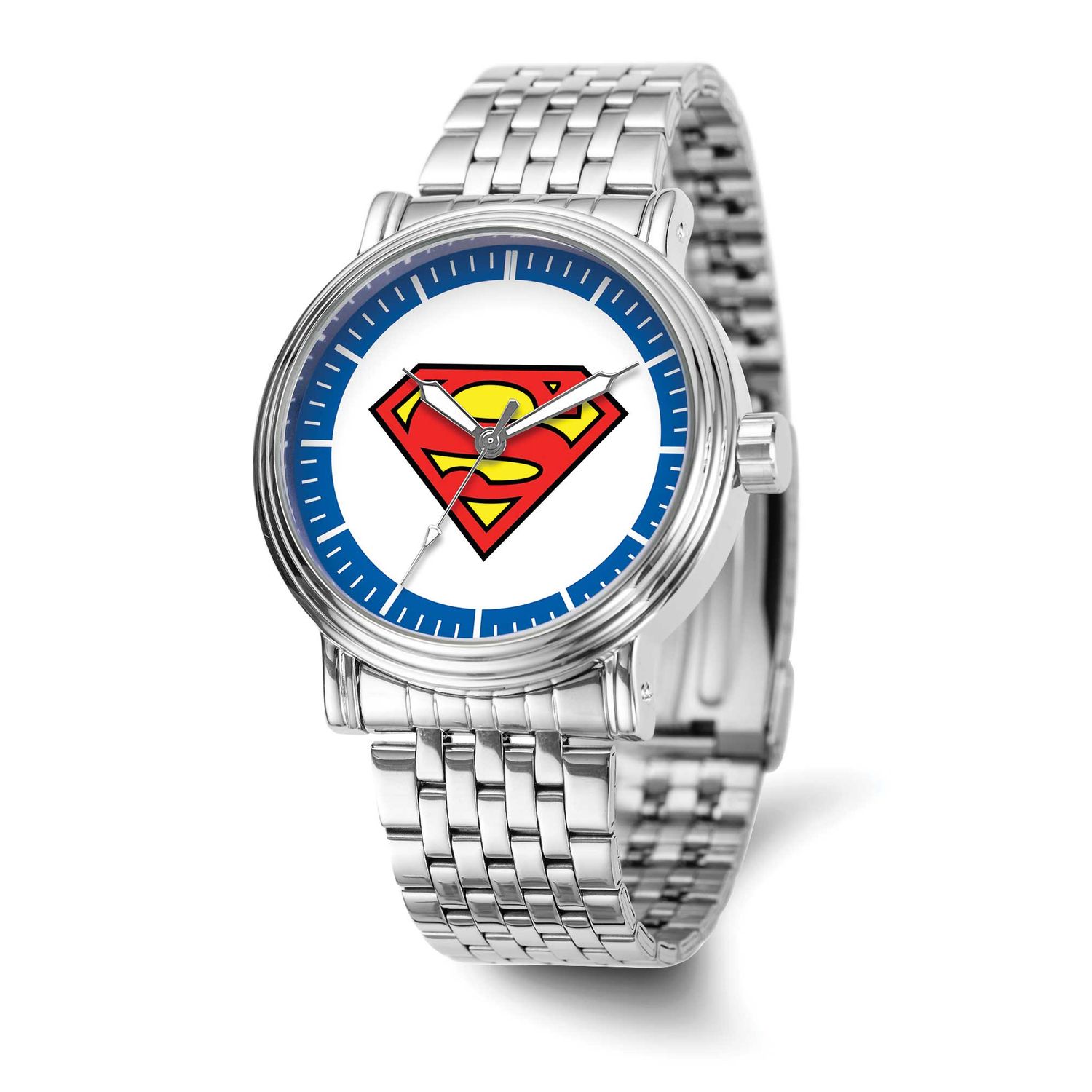 Warner Brothers Adult Size Superman Logo Silver-tone Watch XWA6680