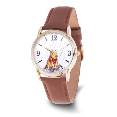Disney Adult Size Winnie the Pooh Brown Leather Band Watch XWA6730