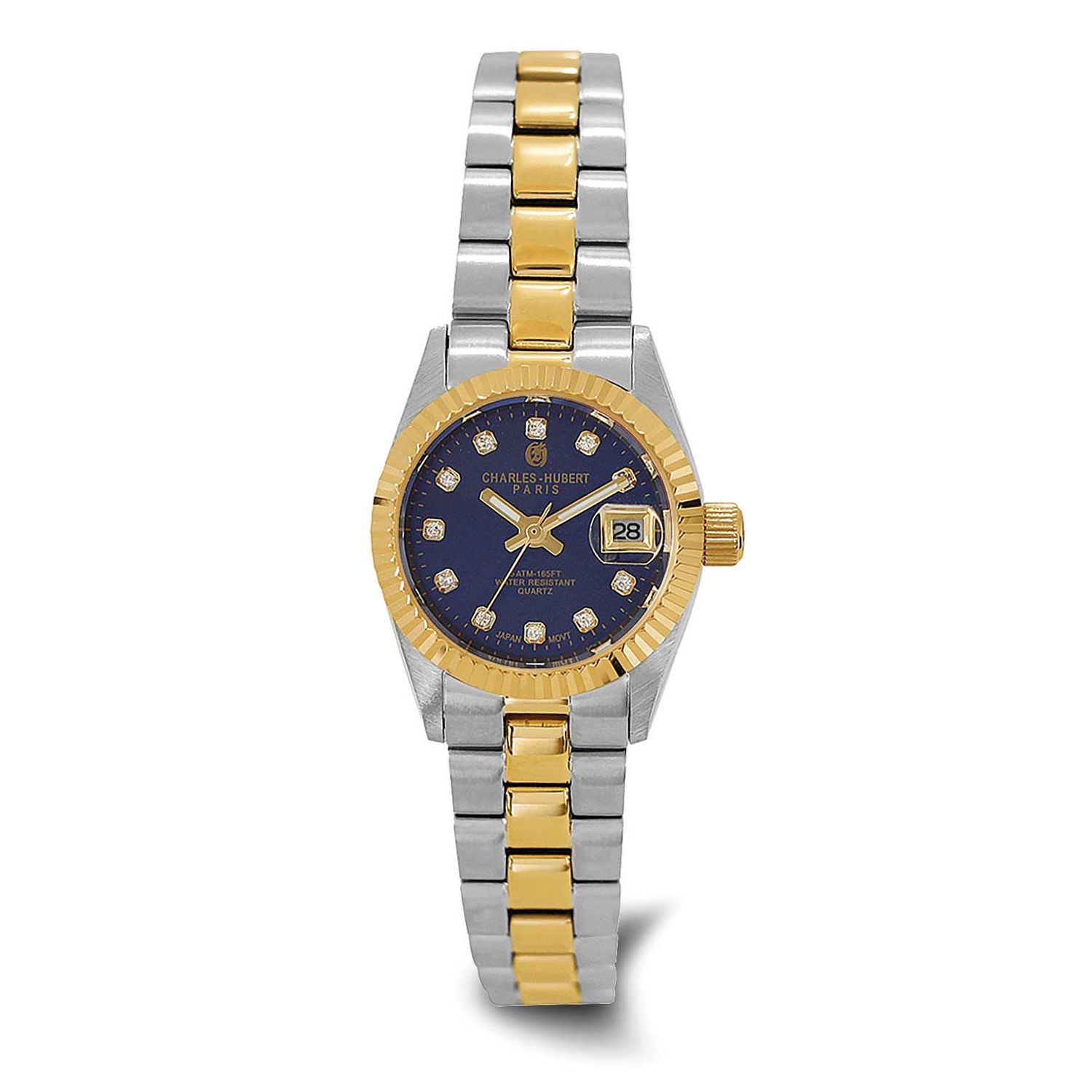 Charles-Hubert Two-Tone Yellow IP-plated Stainless Steel Quartz Black Dial with Date Watch XWA6858