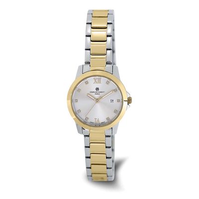 Charles-Hubert Two-Tone Yellow IP-plated Stainless Steel Quartz Silver-tone Dial with Date Watch XW…
