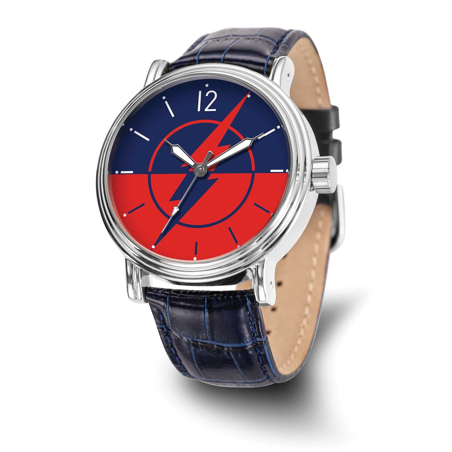 Warner Brothers Adult Size Flash Logo Blue Leather Band Watch XWA6678