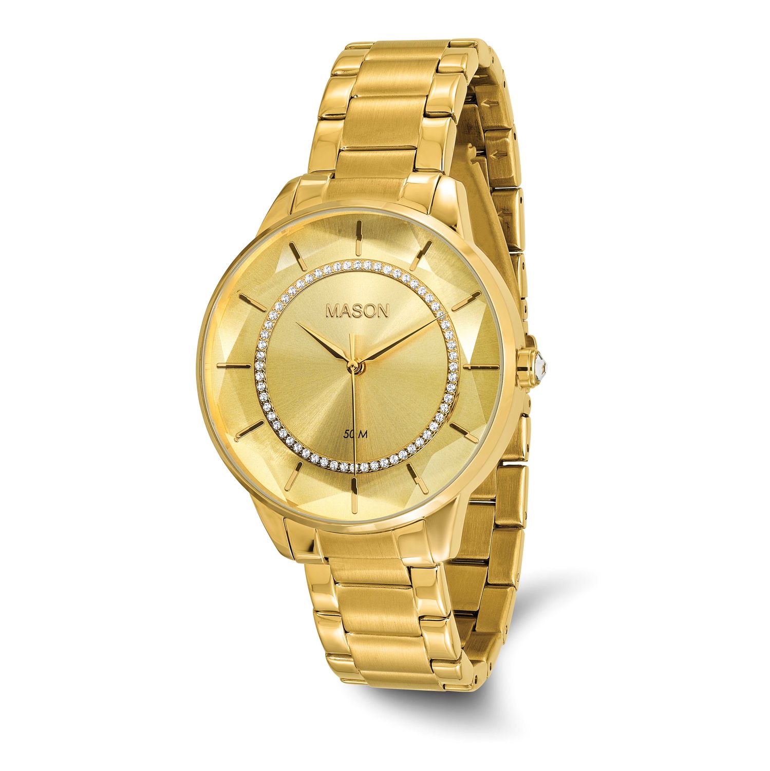 Mason Sales Stainless Steel Yellow IP-plated with Crystal Gold-tone Dial Watch XWA6663