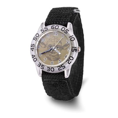 Star Wars Kids Yoda Black Velcro Band Time Teacher Watch XWA6716