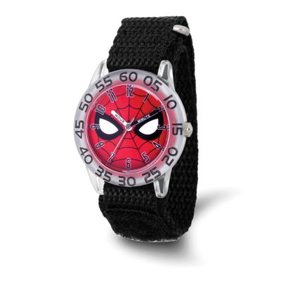 Marvel Kids Spider-Man Black Velcro Band Time Teacher Watch XWA6756