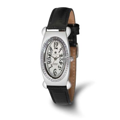 Ladies Charles Hubert Black Leather 1/2ct. Diamond White Dial Watch XWA6904