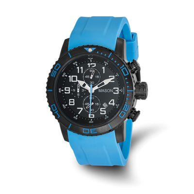 Mason Sales Stainless Steel Chronograph Blue Silicone Band Watch XWA6655