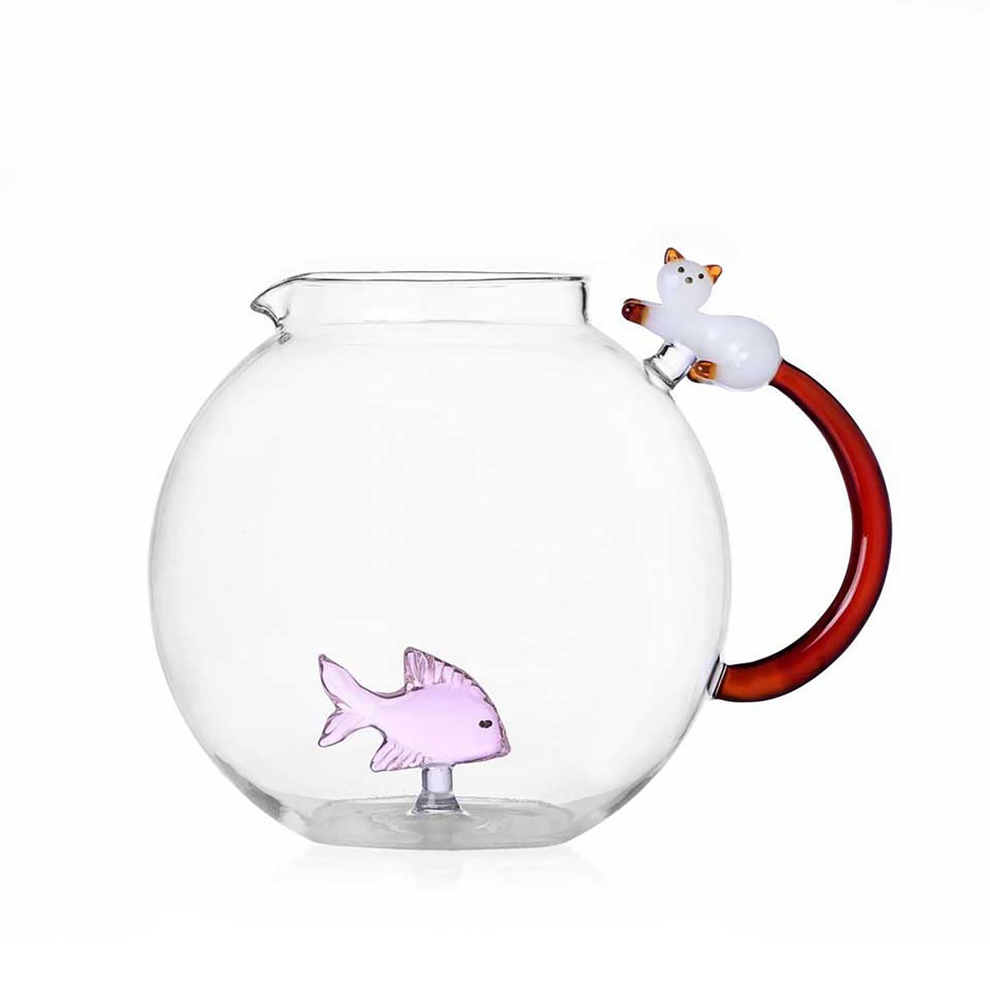 Ichendorf Milano Tabby Cat Jug Pink Fish &amp; White Cat With Amber Tail 81.2 oz, MPN: IC352.090.02, UP…