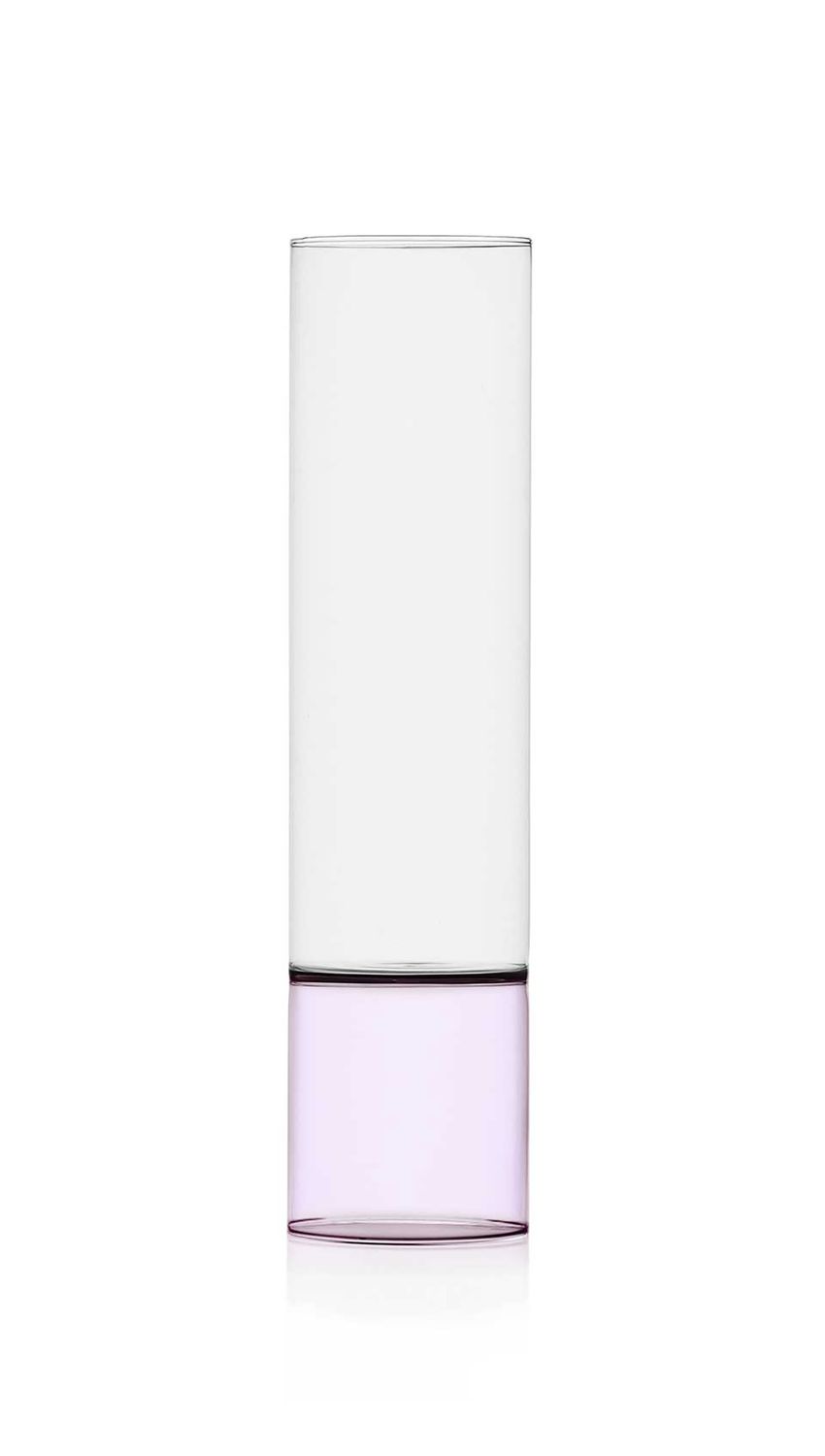 Ichendorf Milano Bamboo Groove Vase Pink Clear 14.57 Inch, MPN: IC367.197, UPC: 790955373990