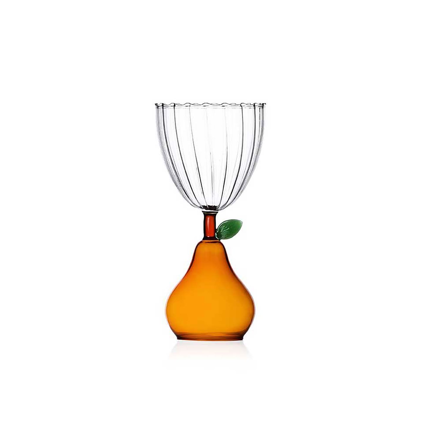 Ichendorf Milano Fruits &amp; Flowers Stemmed Glass Pear Amber 10.1 oz, MPN: IC352.338, UPC: 7909553764…
