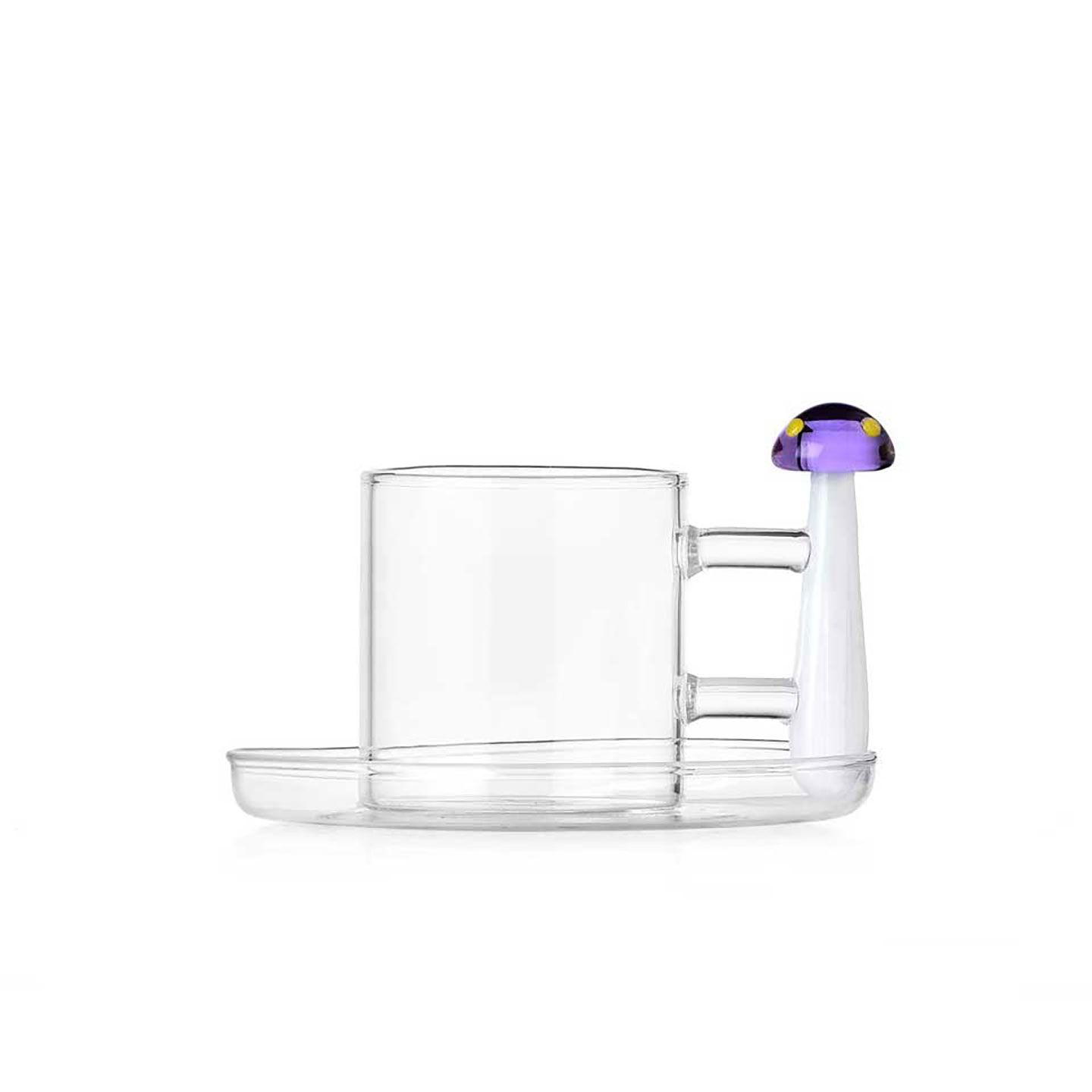 Ichendorf Milano Alice Coffee Cup &amp; Saucer Purple Mushroom with Yellow Dots 3.4 oz, MPN: IC352.090.…