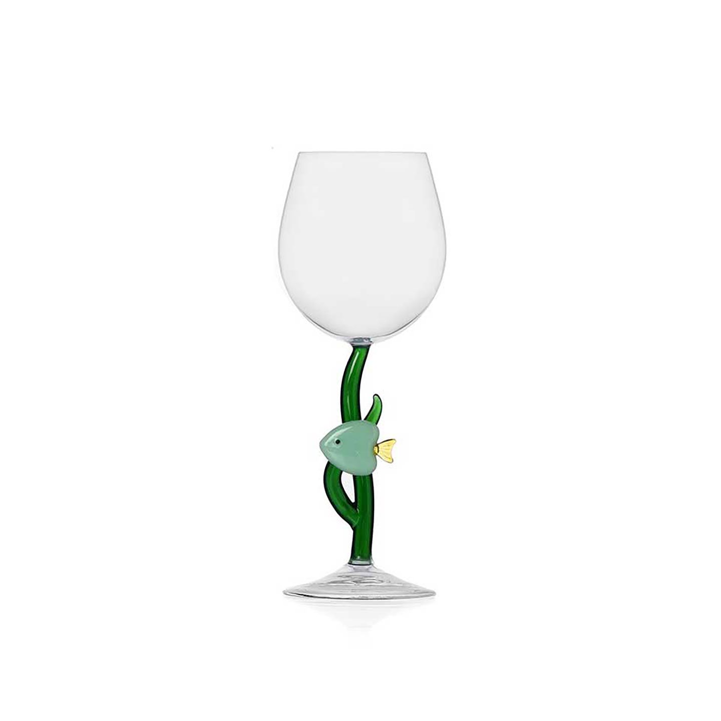 Ichendorf Milano Marine Garden Stemmed Glass Green Fish 11.8 oz, MPN: IC352.358, UPC: 790955379169