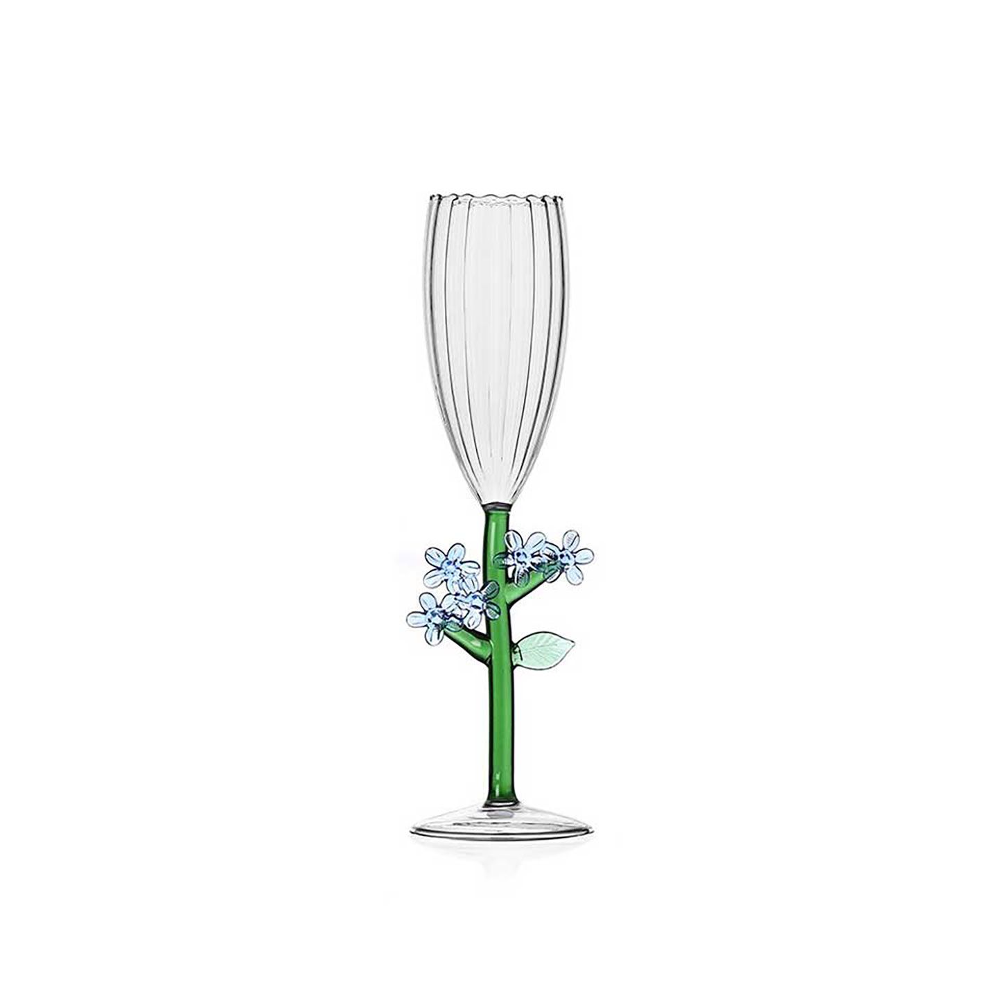 Ichendorf Milano Botanica Optical Champagne Flute Light Blue Flower 5.4 oz, MPN: IC354.026, UPC: 79…