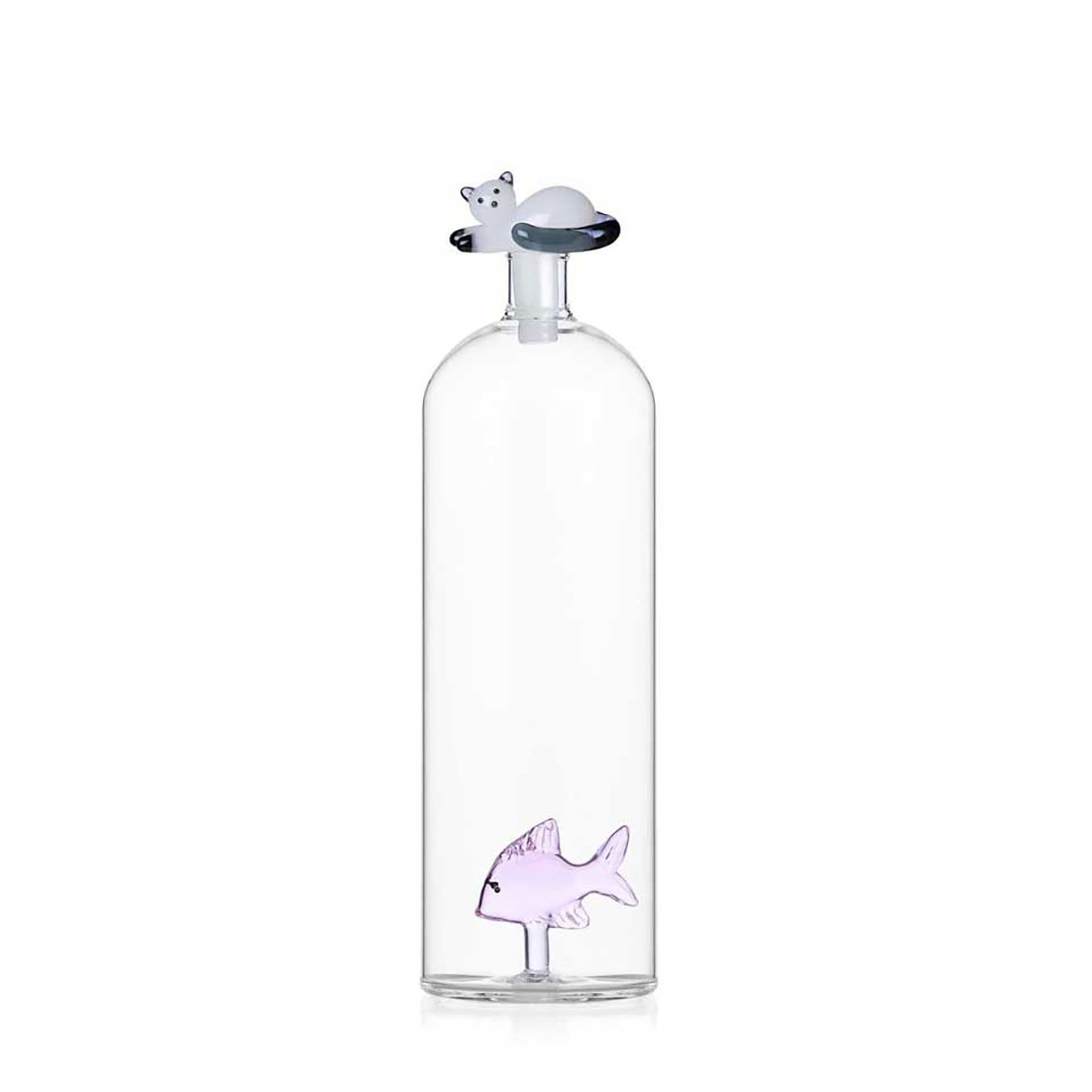 Ichendorf Milano Tabby Cat Bottle Pink Fish &amp; White Cat With Smoke Tail 38.9 oz, MPN: IC352.090.03,…